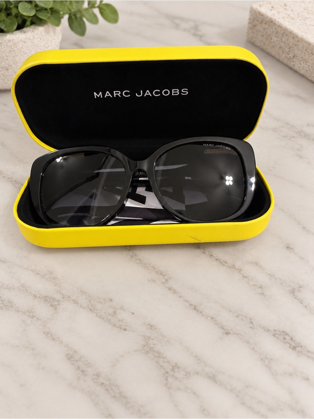 Marc Jacobs Black Women's Sunglasses with Yellow Case